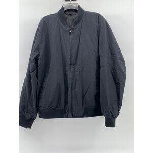 UNBRANDED Men's Navy Blue Mandarin Collar Long Sleeve Zip-Up Jacket SZ 2XL